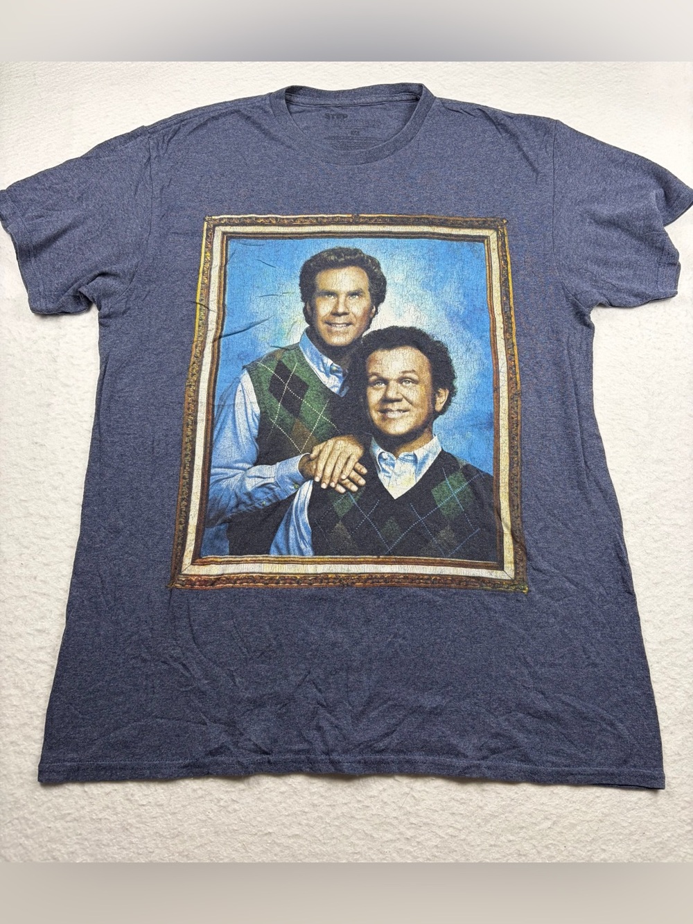 Step Brothers Movie Portrait Graphic Tee Blue Will Ferrell John C Reilly Size M